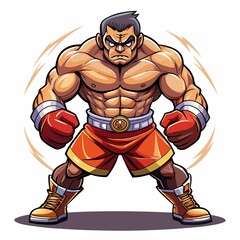 Obraz premium Boxer ready to fight on white background. cartoon type vector image illustration art