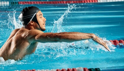 Pushing the Limits: Dynamic Image of a Professional Swimmer in Action
