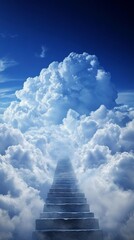 Stairway leading into the clouds under a