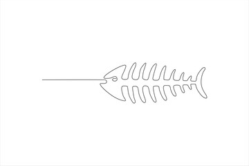 fish bone continuous line vector illustration