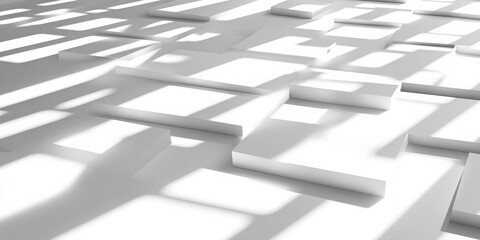 Abstract White Geometric Shapes with Light and Shadow