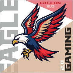 Falcon Eagle logo type mascot vector illustration. Illustrated Classic Eagle Logo as a Vector Graphic and Mascot. Illustration E-Sport Gaming Teams.
