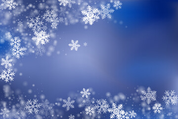 white snowflakes over blue background