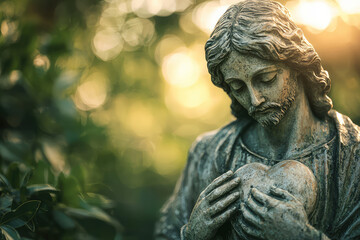 Fototapeta premium A serene scene of Gods presence in persons heart, evoking peace and reflection