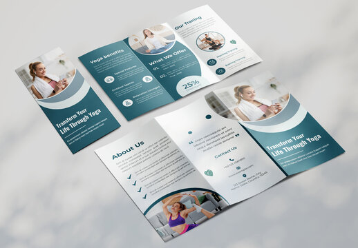 Yoga Training Center Trifold Brochure Design Template
