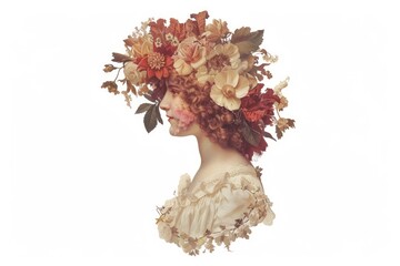 Vintage floral portrait art