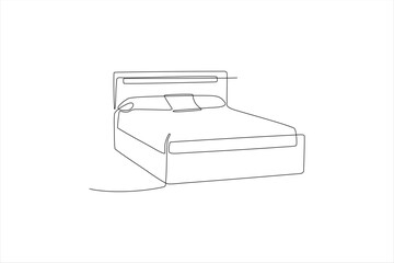 continuous line vector illustration of bed