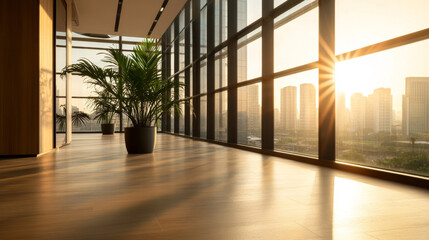 Fototapeta premium Bright and Bustling Office Space in the Morning Light