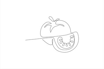 tomato fruit continuous line vector illustration