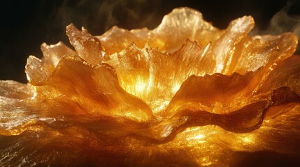 Obraz premium Illuminated Floral Creation: A Stunning Exploration of Golden Petals and Organic Form