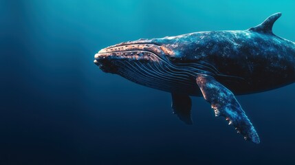 Fototapeta premium A whale is swimming in the ocean