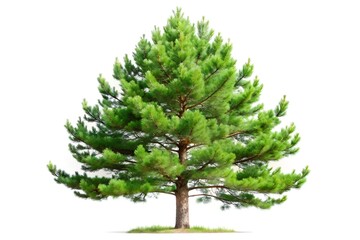 Lush Green Pine Tree Isolated on White Background