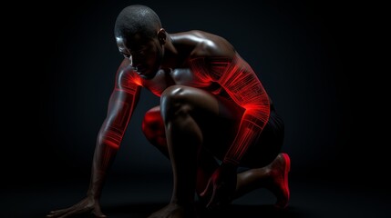 Athlete affected by knee pain  signs of arthritis or potential injury impacting performance