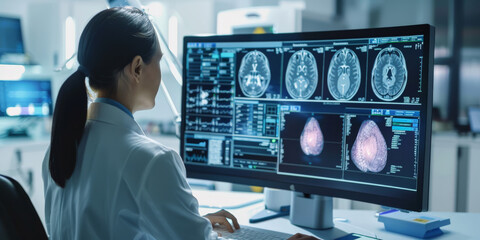 Mammogram Scan on Screen for Breast Cancer Awareness
