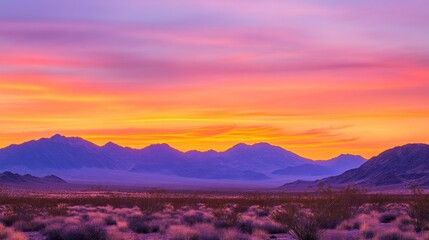 Obraz premium A breathtaking sunset over mountains, showcasing vibrant colors and serene landscapes.