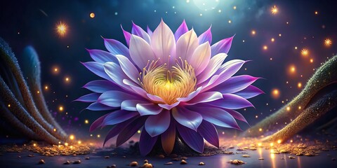 Obraz premium A moonlit flower unfurls its delicate petals, radiating an otherworldly allure that whispers secrets to the night.