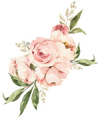 Bouquet di fiori rosa acquerello © martina valsecchi