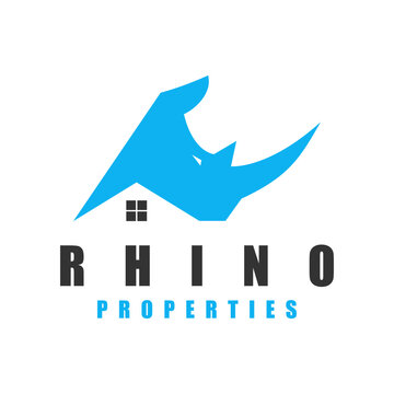 rhino home building illustration logo design vector