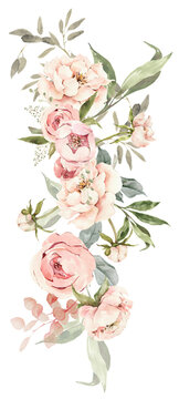 Bouquet di fiori rosa acquerello