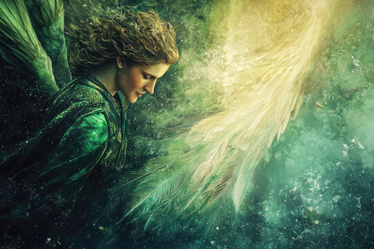 An artistic representation of Archangel Raphael guiding with ethereal wings