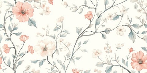 Delicate peach and white flowers on stems.