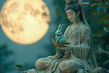 Obraz premium An artistic representation of goddess of moon, serene and enchanting