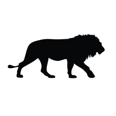 The silhouette of a lion. Original vector illustration in vintage style isolated on white background.