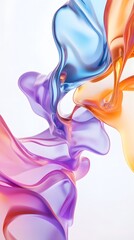 Obraz premium Colorful abstract fluid shape on a white background, a colorful liquid wave texture, soft color waves, a colorful glossy liquid wavy abstract design element