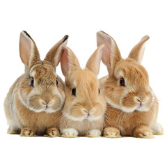 Obraz premium Collection of three watercolour rabbit cut out transparent isolated on white background PNG image