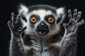 Obraz premium Really expressive and funny lemur.