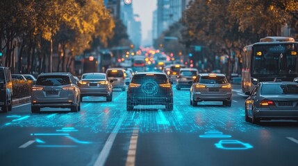 Smart city traffic systems controlled by AI: A futuristic traffic network managed in real-time by AI.