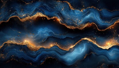 Fototapeta premium Abstract Blue and Gold Swirling Background