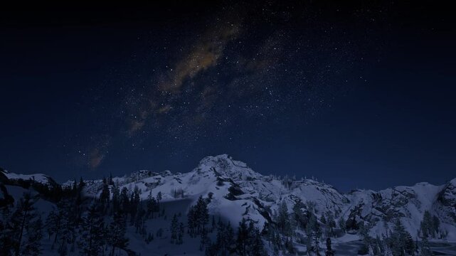 3D. USA. Colorado. Rocky Mountains. Stars in the Middle of the Night