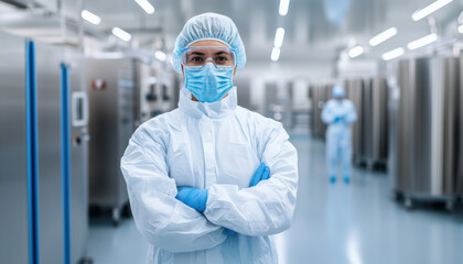 Fototapeta premium Technician inspecting medical devices for compliance with safety standards, medical device QC, healthcare quality control