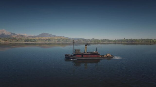 3D. USA. Louisiana. Mississippi River. Steamboat