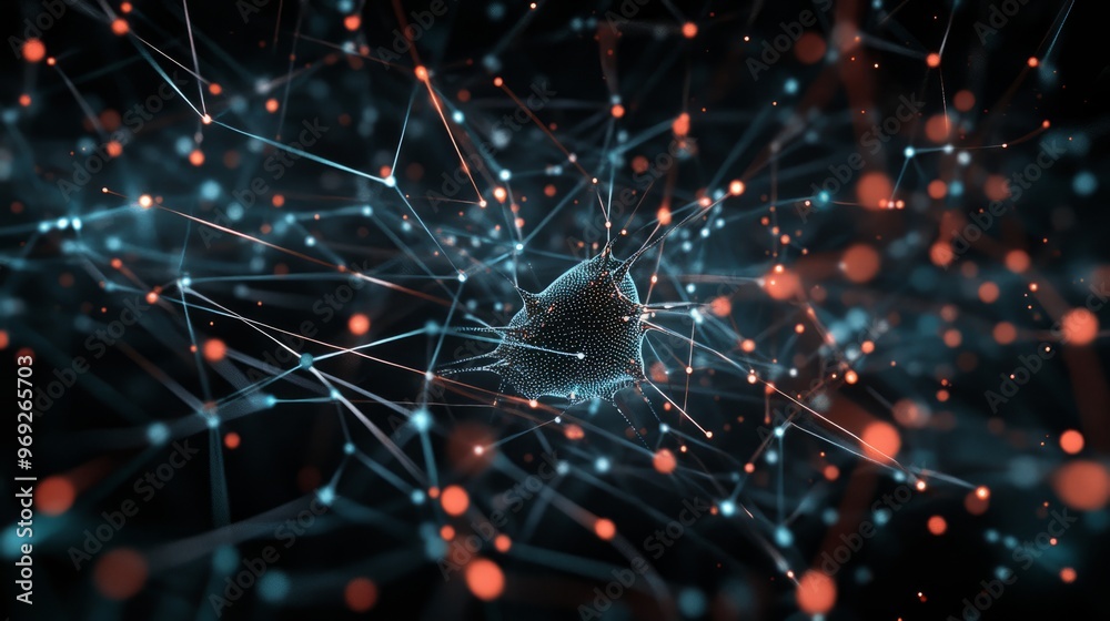 Poster ai neural nets. futuristic background of artificial intelligence neural networks. black background.