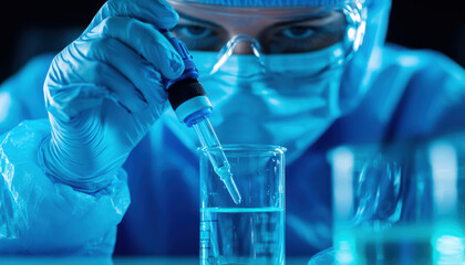 Technician performing a chemical analysis for product quality validation, chemical testing, labbased quality control