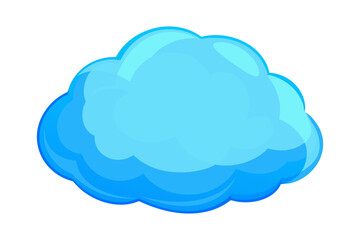 Fototapeta premium A soft, cartoonish blue cloud with rounded edges and varying shades, set against a white background