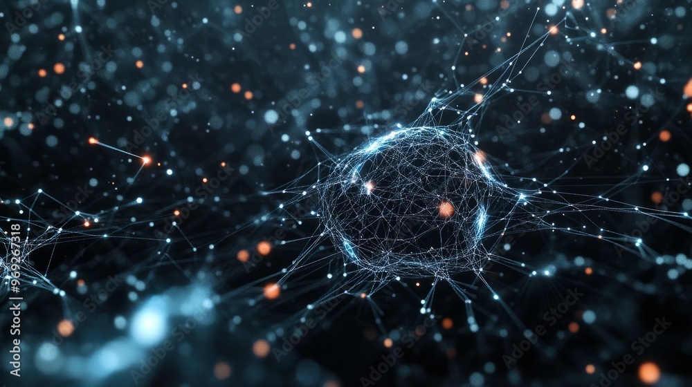 Poster ai neural nets. futuristic background of artificial intelligence neural networks. black background.