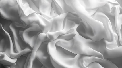 Fototapeta premium A close-up of crumpled white fabric, showcasing texture and softness.