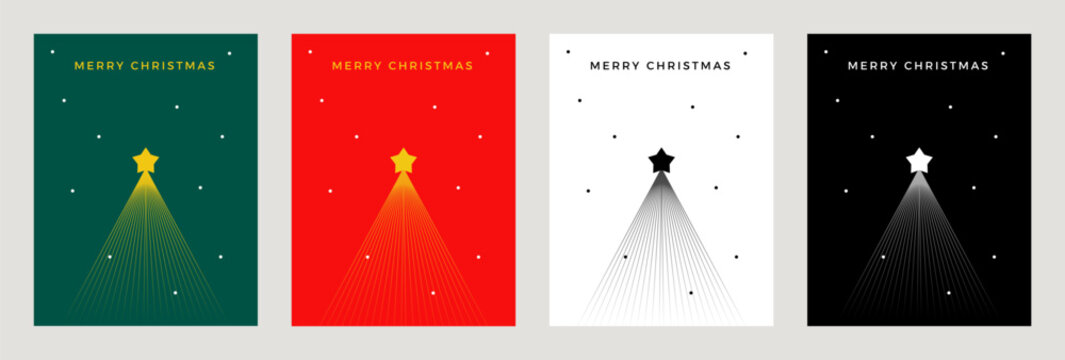 Christmas and New Year greeting cards set. Modern style vector illustration.