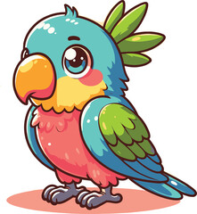 a cute cartoon parrot bird standing