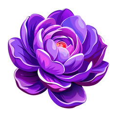 Illustration of a vibrant purple rose in full bloom