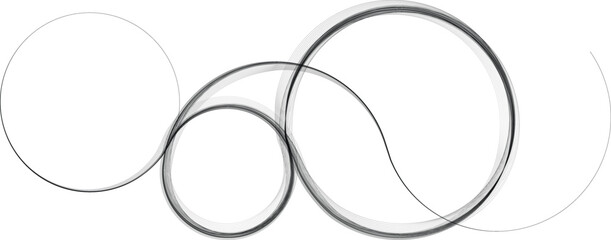 Decorative swirl of lines . Intertwined one lines circles. Abstract flow linear fluid shapes .Curly design element. Music sound wave . Swirl calligraphic flourish divider ornament design.Vector 