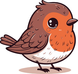 a cute cartoon robin bird standing