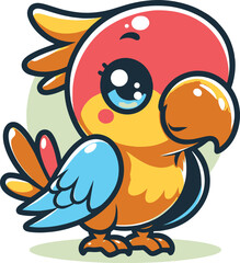 a cute cartoon parrot bird standing