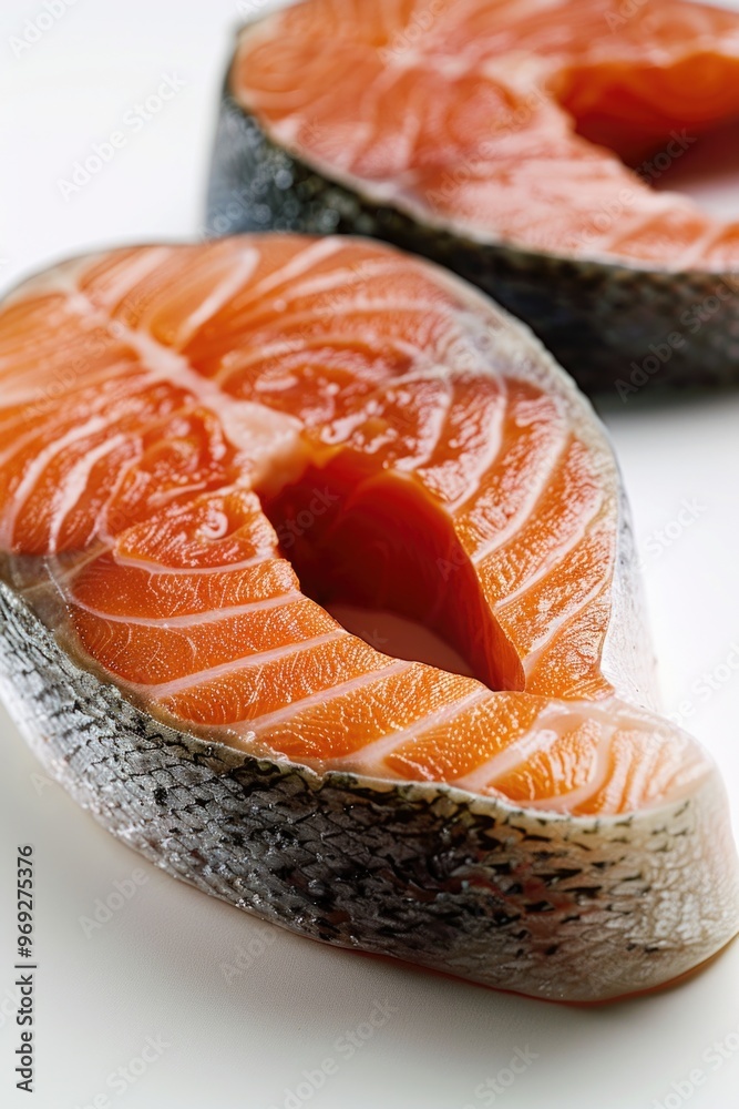 Poster Two pieces of salmon piled on top of each other