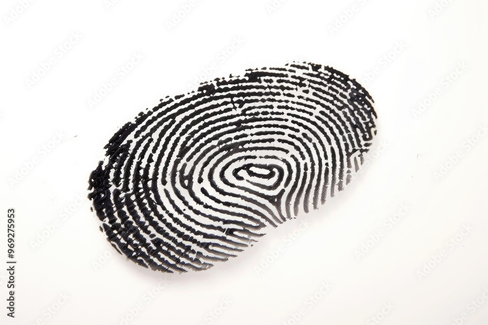 Poster A close-up view of a fingerprint on a white background, ideal for use in forensic or scientific illustrations