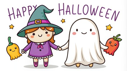On a moonlit night, a witch and ghost intertwined their ethereal fingers, as "Happy Halloween" cackled to life