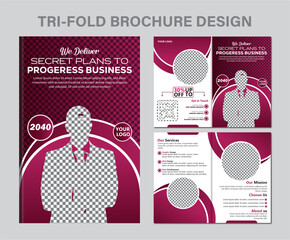 Creative business square trifold brochure template design